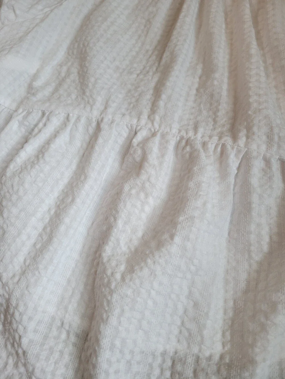 Old Navy Cotton White Puff-Sleeve Seersucker Babydoll Swing Blouse Plus Size 3x